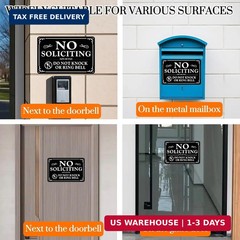 2 Pack No Soliciting Sign for Front Door,9 X 6 Inches Self-Adhesive No Solicitin