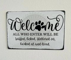 Welcome where AUSTRALIAN SHEPHERD DOG Rule Metal Sign – 8 In x 12 In