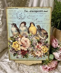 French Victorian Birds, Shabby Chic, Roses, Handcrafted Sign / Plaque #2