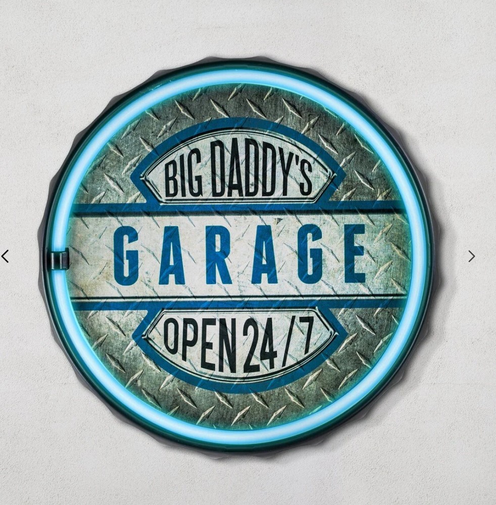 Big Daddy’s Garage Neon LED Light Rope Bottle Cap Sign – Led Neon Light Up Sign