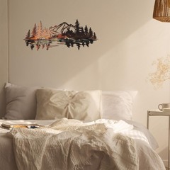 Mountain Reflection Natural Metal Landscape Wall Art Decor 6.3×13.8 Inch Home