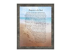 Footprints in the Sand Inspirational Wall Art, Christian Gifts for Women, Beach
