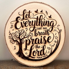 Psalm 150:6 – Let Everything Praise the Lord – Wooden Engraved Wall Plaque