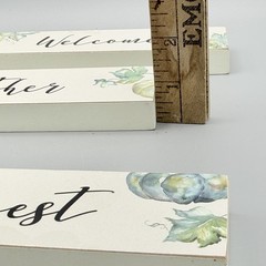Wood Sign Country Home Decor Shelf Block Signs Welcome – Harvest – Gather 7×1.75