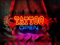 Tattoo Open Neon Sign 17”×13” for Home Bedroom Garage Decor Wall Light