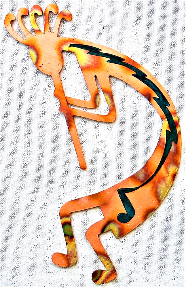 COPPERCUTTS Kokopelli Wall Plaque 6″ x 10″ SouthWest Rustic Style Copper & Wood