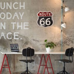 HANTAJANSS Route 66 Road Signs Vintage Room Decor Metal Sign 12″ × 12″, Black