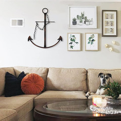 Nautical Anchor Wall Decor, Antique Metal Anchor Art Wall Decor with Chain for B