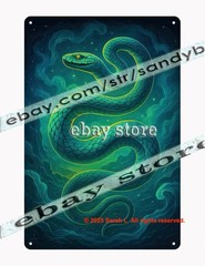Serpent Energy Flow Mystic Snake Fantasy Wall Art Tin Sign