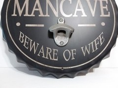 Bottle Cap Shaped Metal Wall Sign Welcome To The Man Cave with Bottle Opener A8