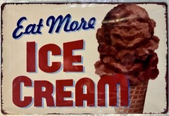 TIN SIGN 8×12 Ice Cream Cone Chocolate Dessert Children Treat Kitchen Store S6