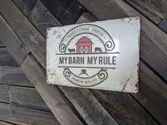 My Barn My Rule Sign – Vintage Farmhouse Metal Cow Decor – 12 x 8 in
