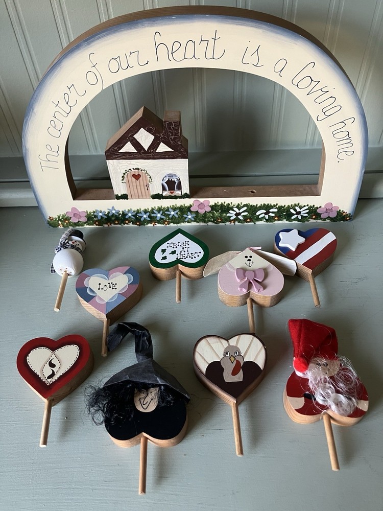 Hand Painted Wooden Home Sign Interchangeable Holidays Grannycore Decor
