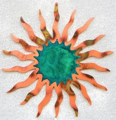 COPPERCUTTS Sunburst Wall Plaque 7.25″ Rustic SouthWest Style Copper and Wood
