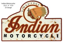 Indian Motorcycle Reproduction Cut Out Garage Metal Sign 15.9×23.5