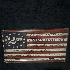 2nd Amendment American Flag Metal Sign Retro Rusted Look Wall Decor