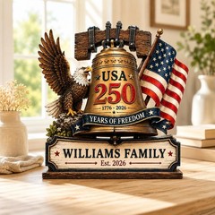 America 250th Anniversary Wooden Block Decoration, 1776-2026 Patriotic