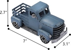 Blue Truck Decor Metal Small Cute Farm Car Decor Vintage Tree Flowers Handcra…