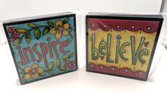 KARLA DORNACHER Plaque Set Believe Inspire Floral Art Decor Gift Set