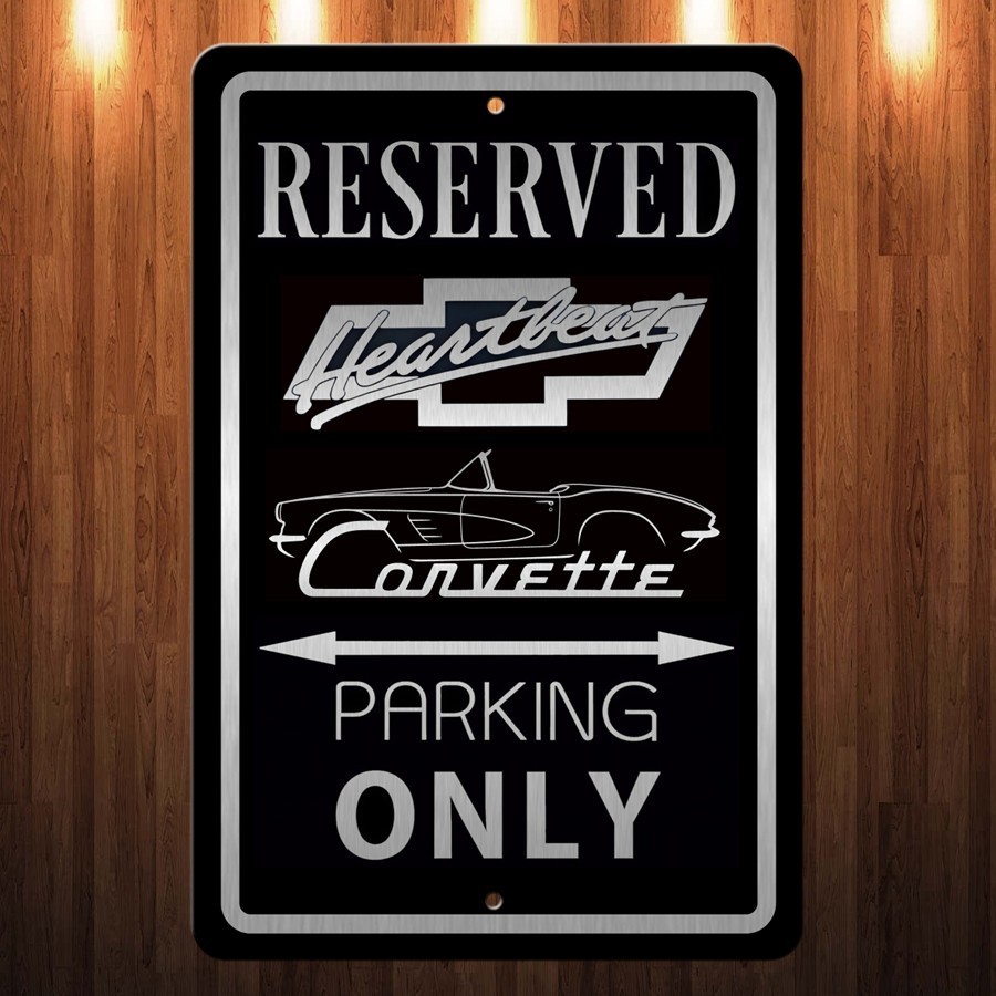 Laser etched engraved 1961 C1 Corvette Art on a Parking Sign Aluminum 8 x 12