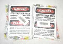 Lot Of 4 Sigo Sign Danger Construction Area Keep Out Bilingual Alum 10″ X 14″