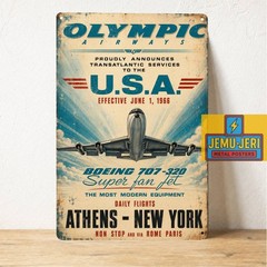 Olympic Airways Boeing 707-320 Athens New York Metal Poster Tin Sign 20x30cm