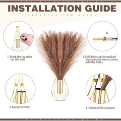 2 Pieces Hanging Plant Wall Decor with Artificial Pampas Grass Metal Hanging …