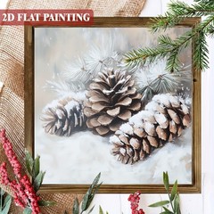 Rustic Christmas Pinecone Wood Framed Snowy Pine Cone Art Holiday Wooden Decor
