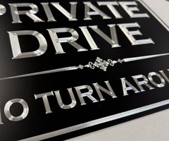 Reflective Diamond Etched Private Property Drive No Turn Around Yard Sign 19×14