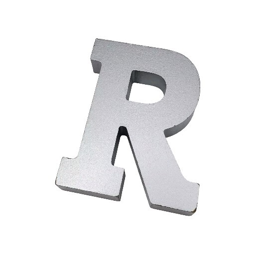 Wooden Letter R Wood Sign Decoration for Craft DIY Painted Silver Gray 4.5″ H