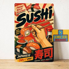 Sushi Metal Poster Tin Sign 20x30cm Japanese Restaurant Kitchen Wall Decor