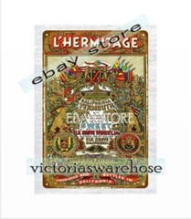 1930s L’Hermitage California vermouth, Elk Grove Winery tin sign colourful metal