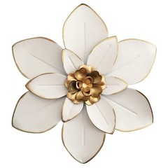 Metal Flower Wall Art Decor, 10“ Rustic Modern Floral Sculpture, Distressed I…