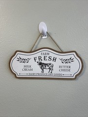 Farm Fresh Dairy Produce Dry Goods Wood Sign-White/Black/Light Brown Wood