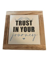 Trust In Your Journey Wood Sign Plaque Inspirational Desk Décor 5.9×5.9×0.7in