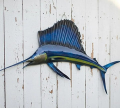 Metal Sailfish Marlin Wall Art Sculpture | Nautical Ocean Decor | Coastal Statue