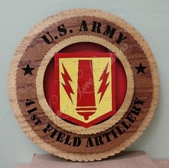 US Army 41st Field Artillery Laser Cut 3D Wood Wall Tribute Plaque 11¼”