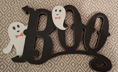 Wooden Boo Hanging Ghost Sign AS IS
