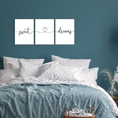 Sweet Dreams Wall Art Above Bed: Set of 3 Modern Master Bedroom Signs for Cou…