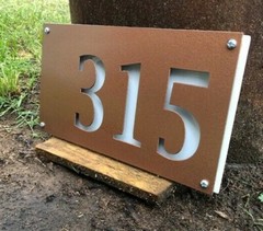 Metal Two Layer Modern Address Sign Custom Plasma Cut Sign Art 6-1/2″ Tall