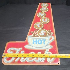 Vtg Lot 4 Retro Tin Metal Signs Kitchen Diner Decor Coffee Donuts Milk Welcome