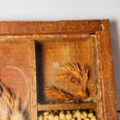 Vintage 1970s Handmade Rectangle Farmhouse Shadow Box Seeds Flowers Collage MCM