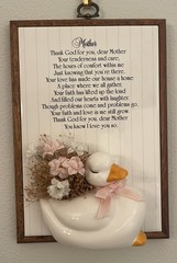 Vintage Mother Wall Plaque Goose Pocket Floral Poem Oak Frame Country Decor