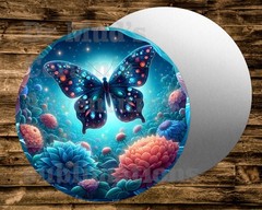 BUTTERFLY FLORAL Metal Round Sign Wreath Crafts & miniatures