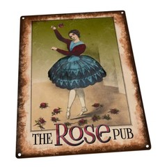 The Rose Pub Metal Sign; Wall Decor for Mancave, Den, or Gameroom