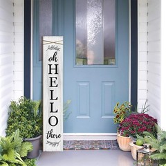 Welcome Porch Sign Oh Hello There Wooden Welcome Sign Vertical Hanging Signs