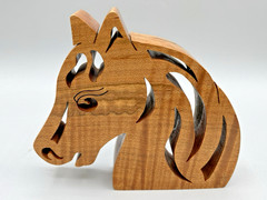 HandCrafted Wooden Cut Out Horse Head Figure Signed “Evans” 2015 4.75″ x 4.25″