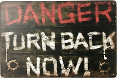 TIN SIGN new 8×12 Danger warning haunted house scary funny man cave teen (B36)