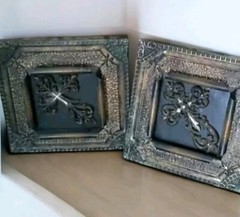 Cross Wall Plaque Set Old World Tuscan Decor Medieval French Country Metal Pair