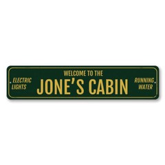 Welcome Family Name Cabin Sign, Personalized Electric Lights Metal Decor Sign